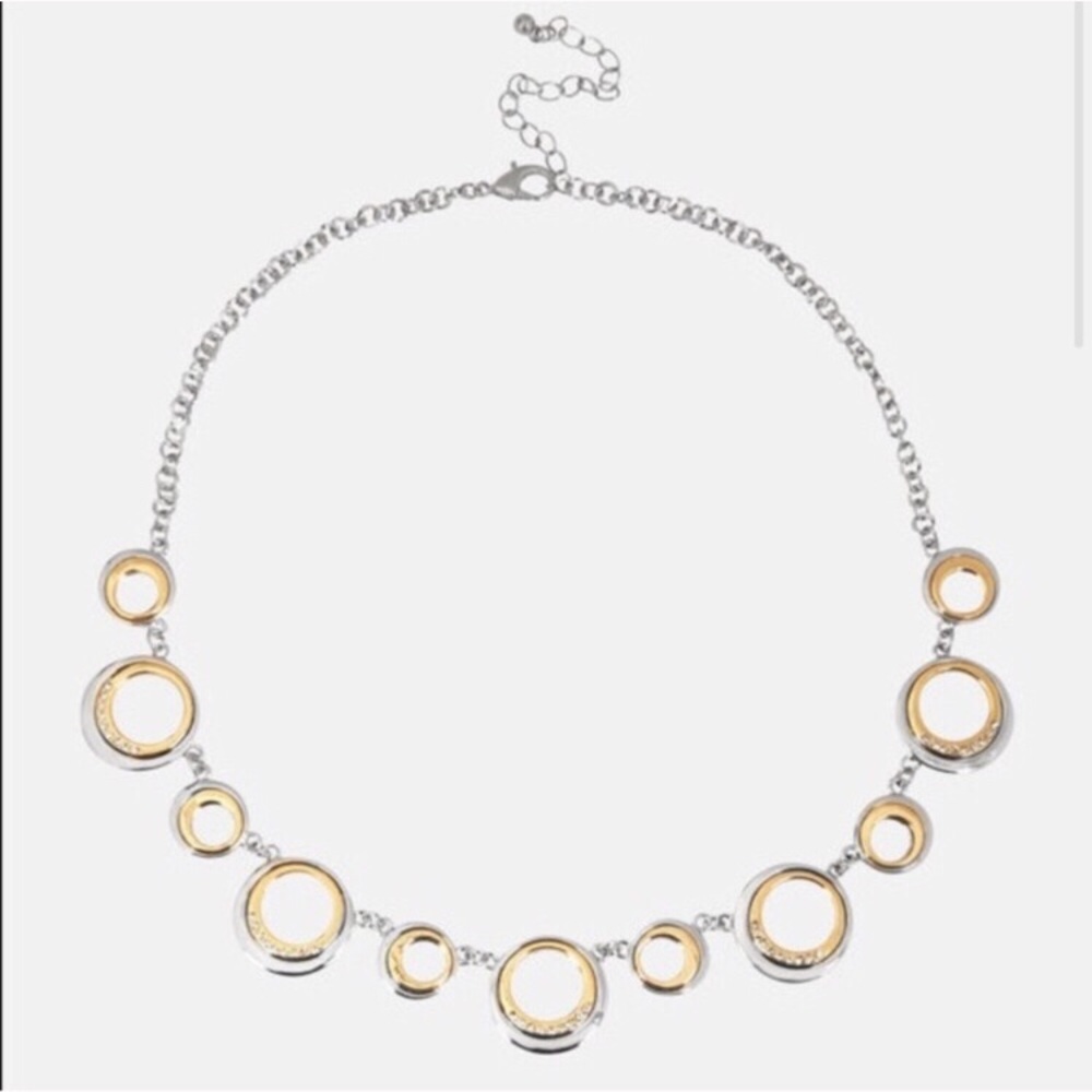 Two Tone Circle Statement Necklace - image 1